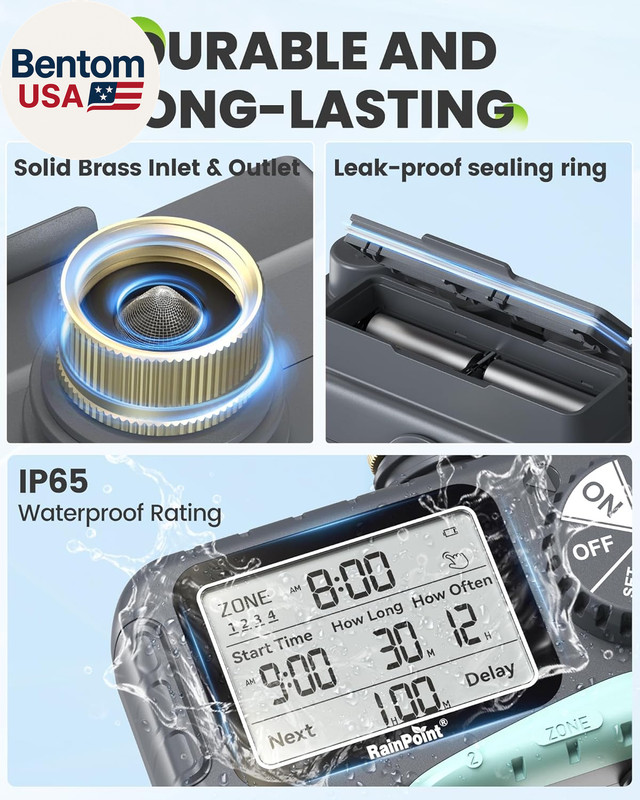 Sprinkler Timer 4 Zone, Water Timer for Programmable, for Soaker Hose with Rain gallery