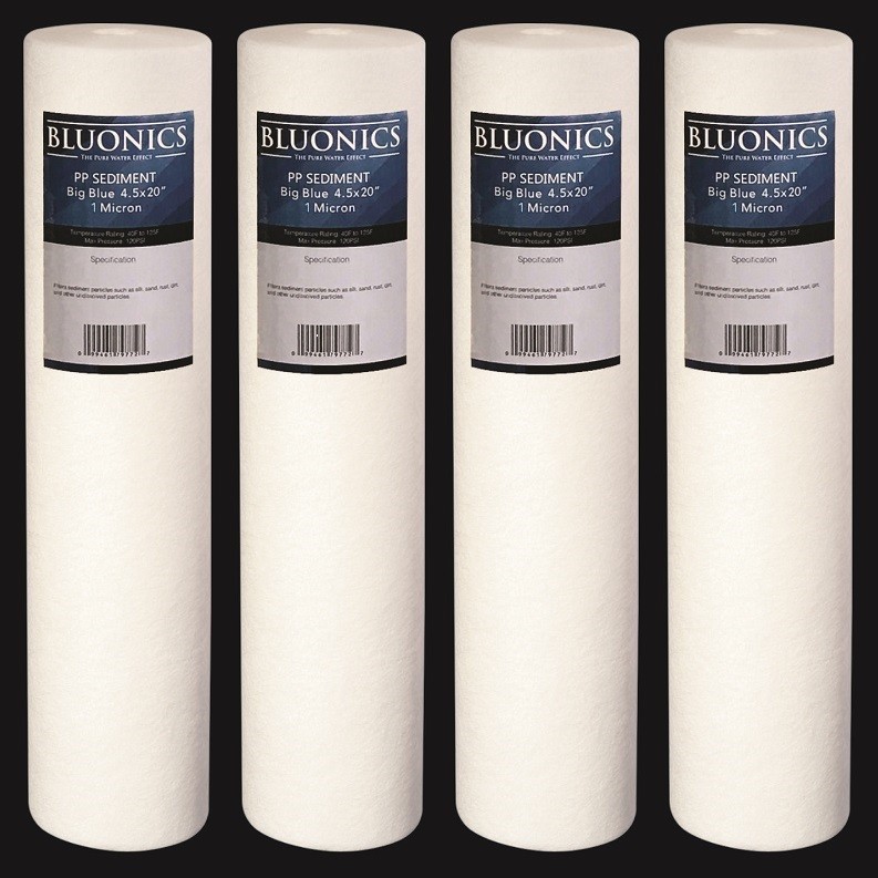 Bluonics 4.5" x 20" Sediment Water Filters (1 Micron) 4 Whole House Cardridges gallery