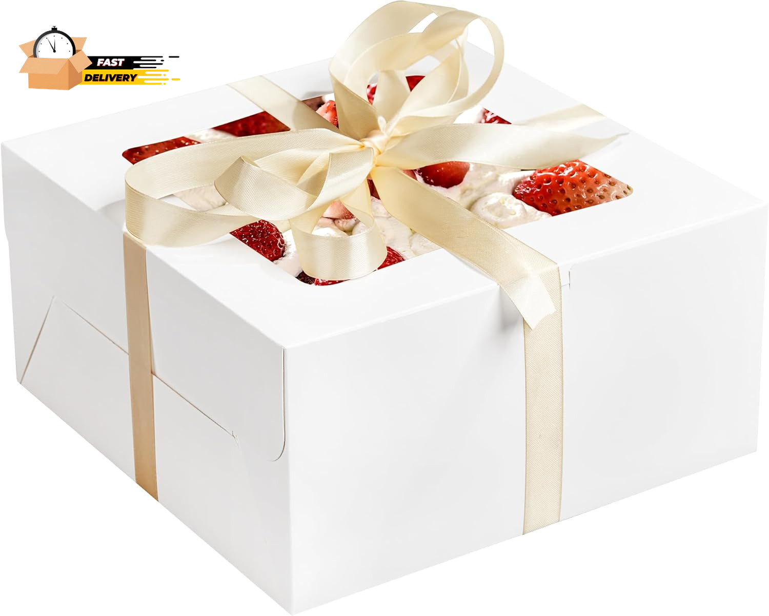24Pcs Cake Boxes with Window, 10X10X5 Inches White Bakery Boxes, Cookie gallery