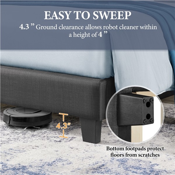 Full/Queen/King Upholstered Platform Bed Frame Tufted Headboard Gray/Blue/Beige gallery