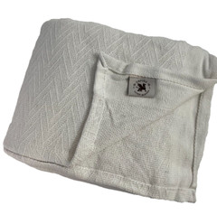 Oxford Herringbone Weave White Throw Chevron Blanket for Home Car 66″ x 90″