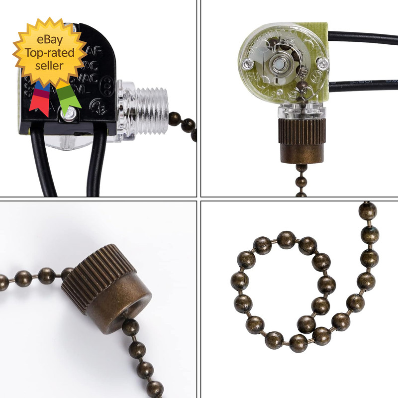 3 Pack Ceiling Fan Pull Chain Switch Zing Ear ZE 109 Two Wire Light Switch gallery