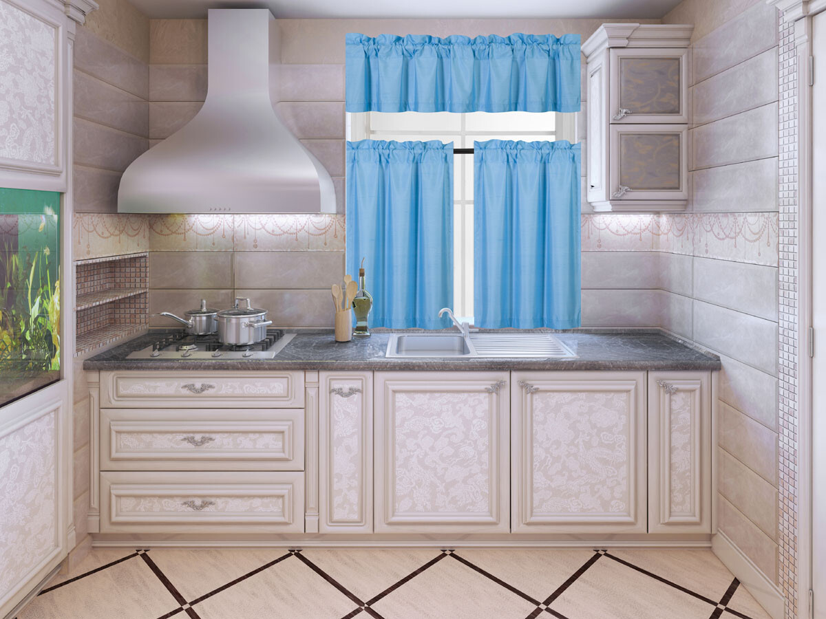 3PC SET WINDOW DRESSING KITCHEN CURTAIN SOLID LINED BLACKOUT DRAPE TREATMENT K3 gallery