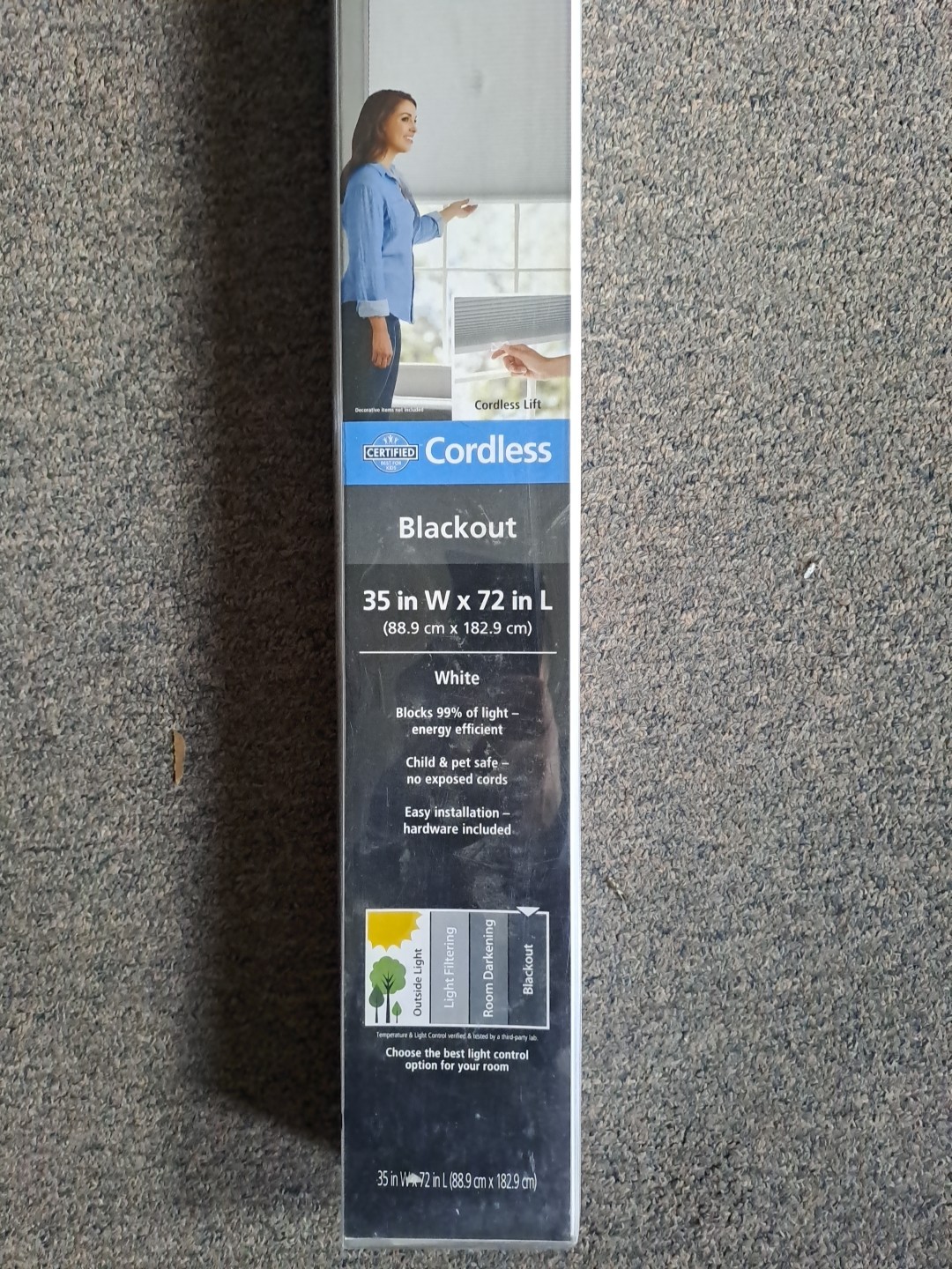 Mainstays Cordless Polyester Blackout Cellular Shade, 1-Piece,White, 35"W x 72"L gallery