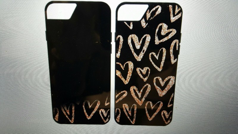 ONN IPHONE FOR 6/6S/7/8 Black & Rose Gold Liquid Glitter Hidden Hearts