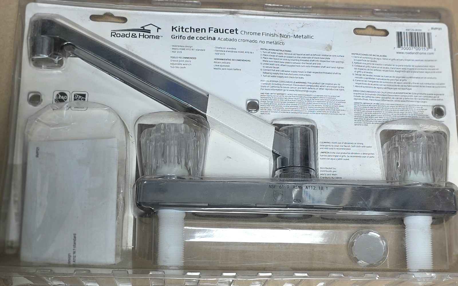 Road & Home Chrome 2-Handle Deck-Mount Low-Arc Handle Kitchen Faucet gallery