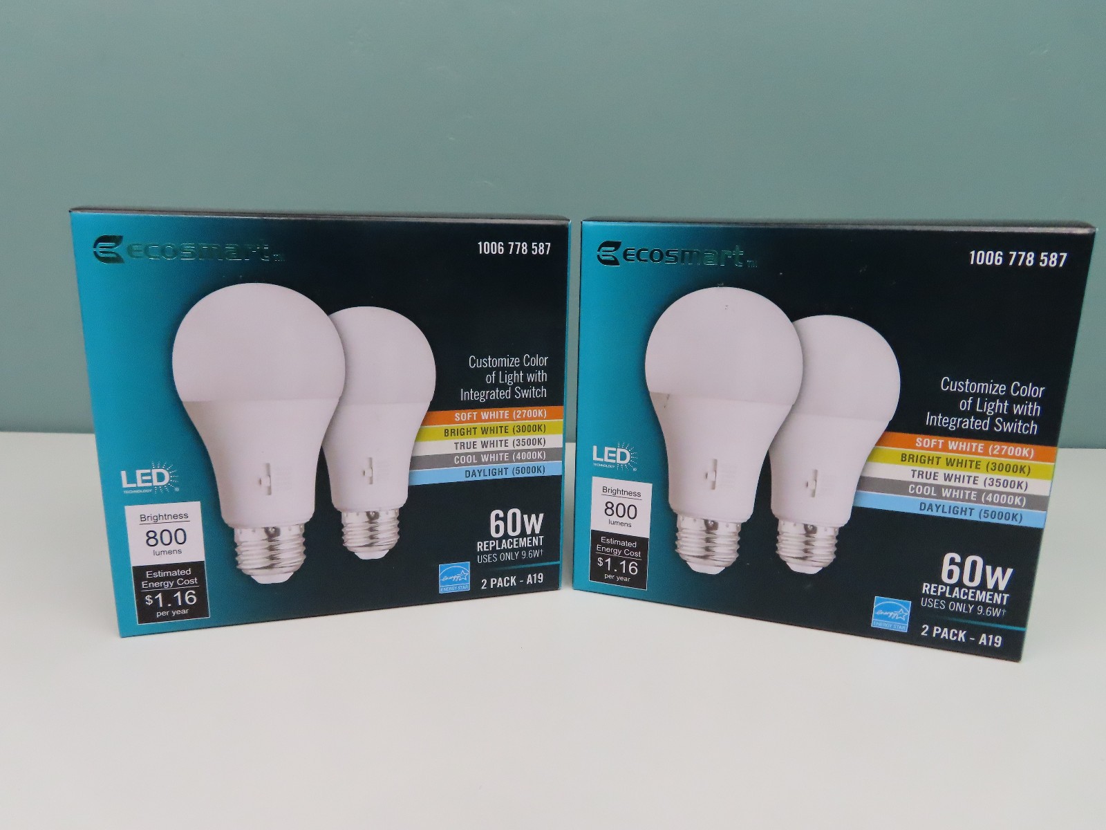 (2x) 2pk EcoSmart LED Bulb Dimmable White 60W 1006 778 587 Custom Color Of Light gallery