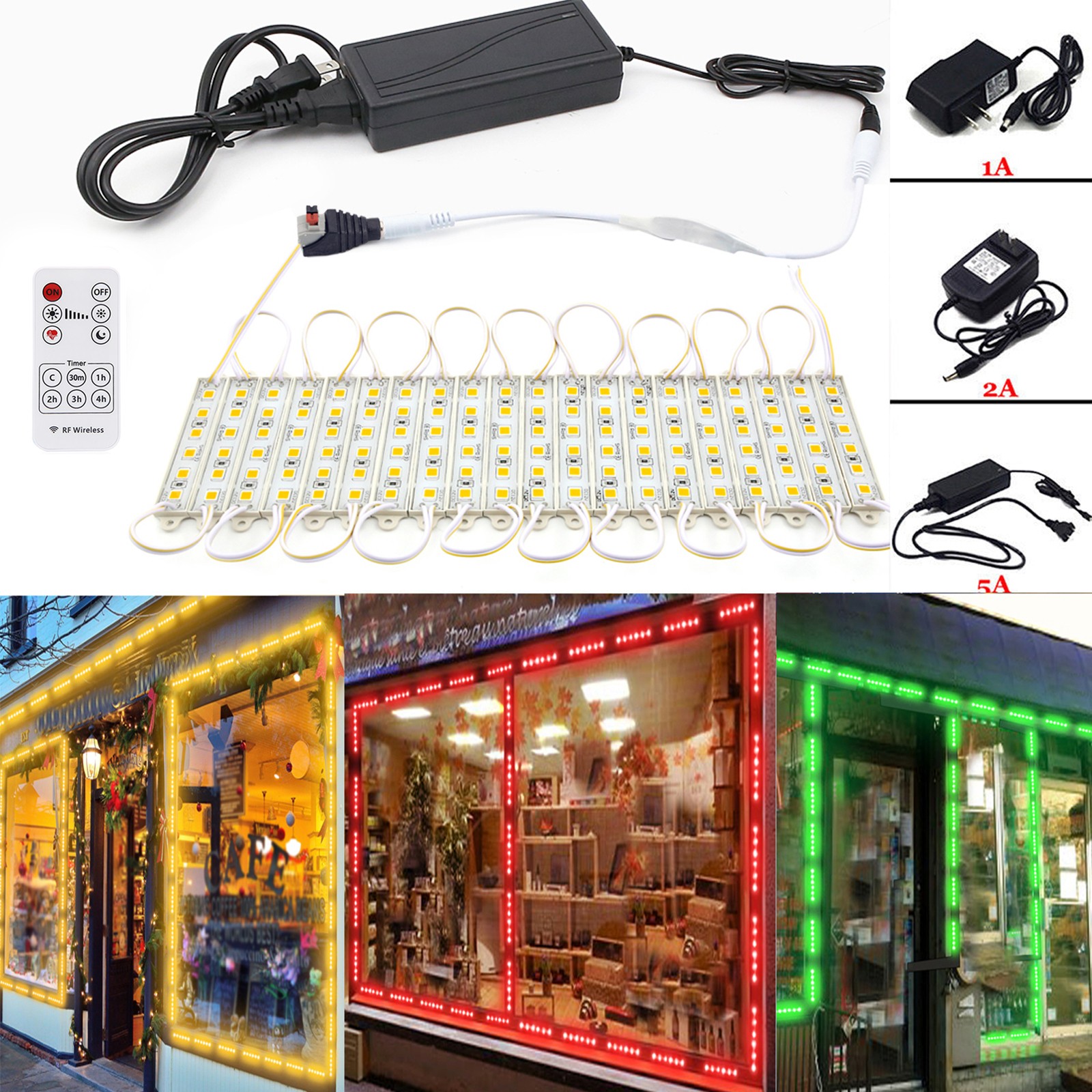 SMD 5050 3 6 LEDs Module Light Showcase Window Sign Lamp +Timing Remote + Power gallery