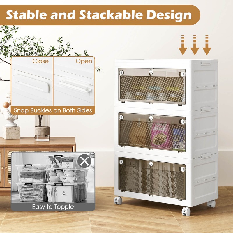3-Tier Stackable Storage Bins 33-gal Collapsible Storage Boxes w/ Lid Organizer gallery