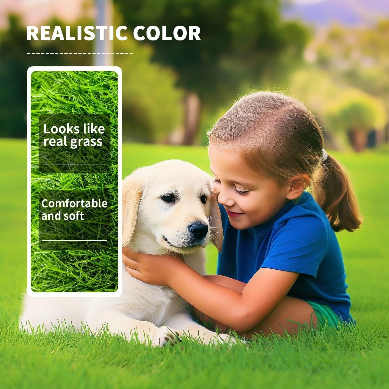 Artificial Grass Rug Indoor Outdoor, Realistic Synthetic Grass w/ Drainage 3'x5' gallery