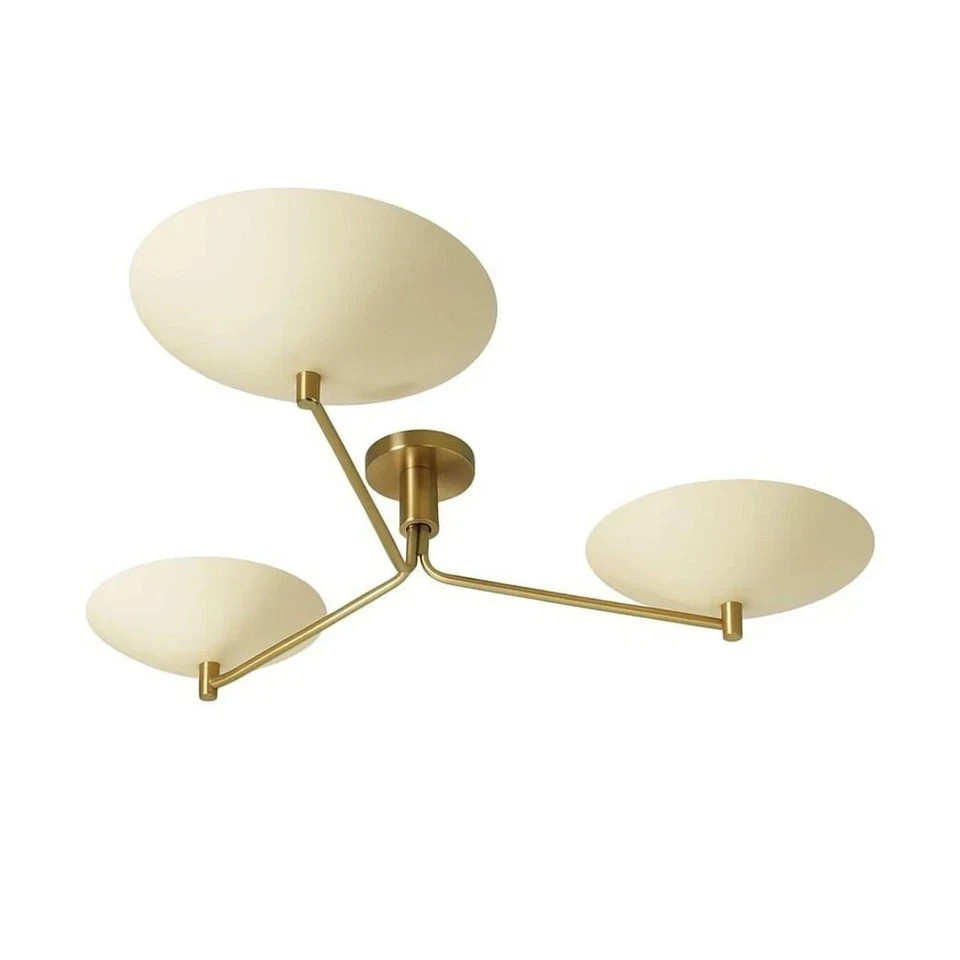 3-Arm Sputnik Chandelier - Handmade Mid-Century Modern Raw Brass Flush gallery