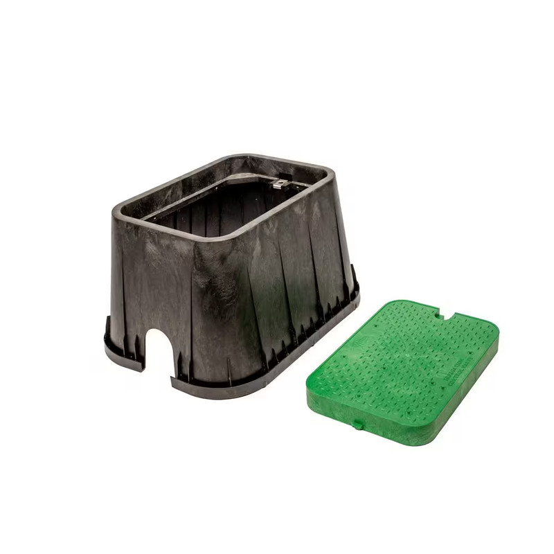 14 In. X 19 In. Rectangular Irrigation Valve Box and Lid, Black Box, Green Lid gallery
