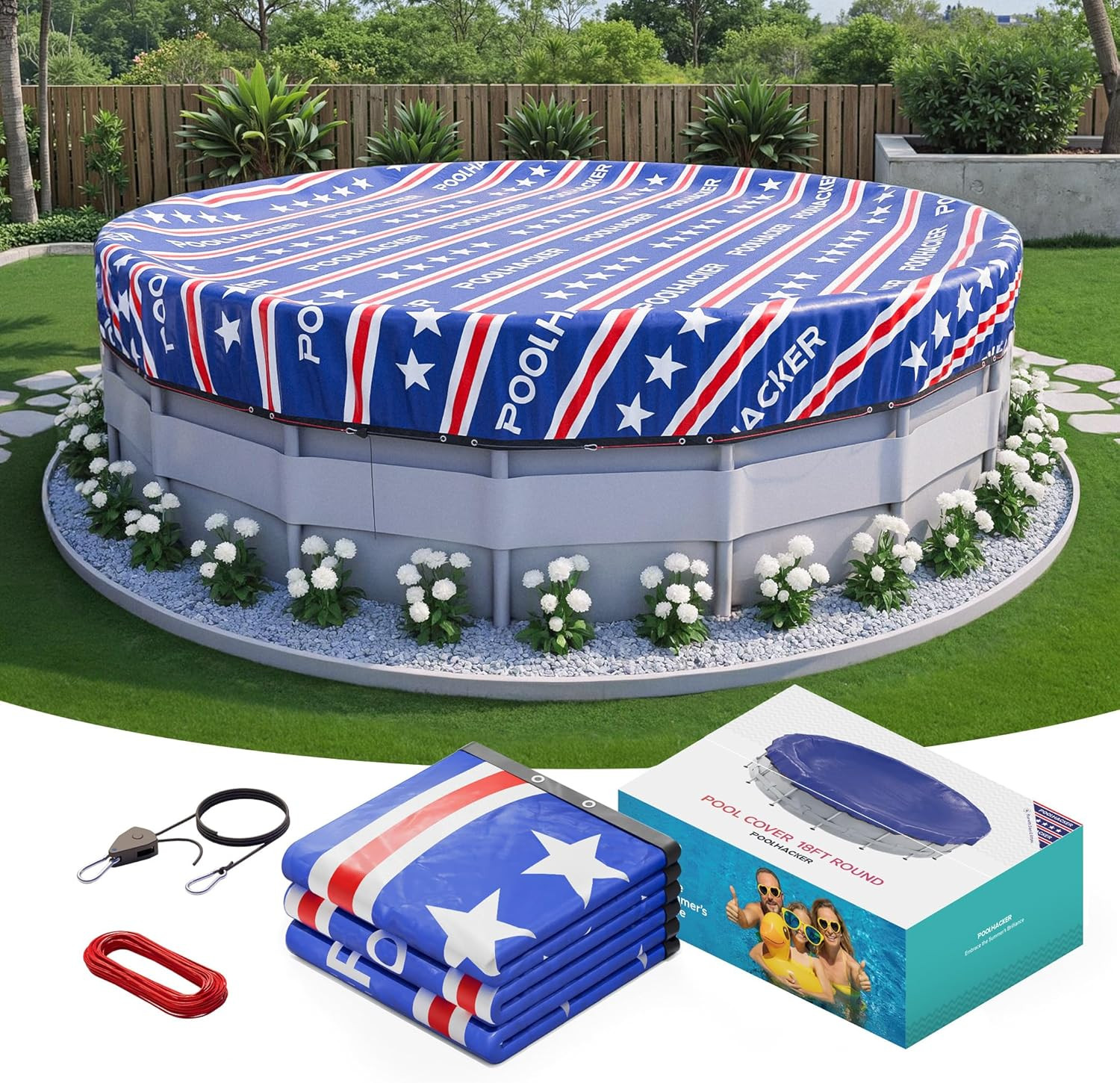 2025 Premium 21Ft Round Winter Pool Cover - Heavy Duty 420D with Pulley & Cable gallery
