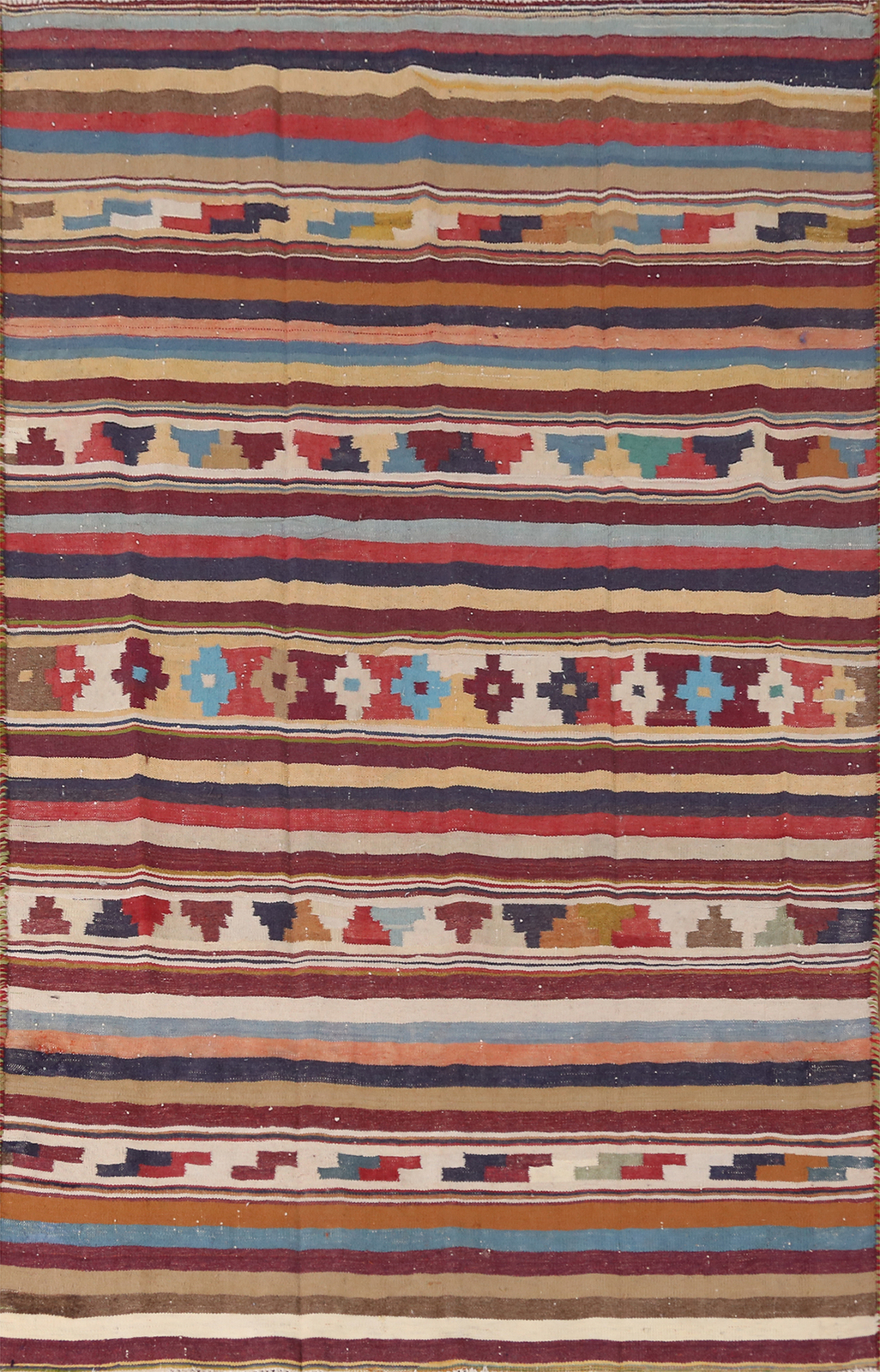 Flat-weave Vintage Vegetable Dye Rug Kilim Traditional Reversible Carpet 5x7 gallery