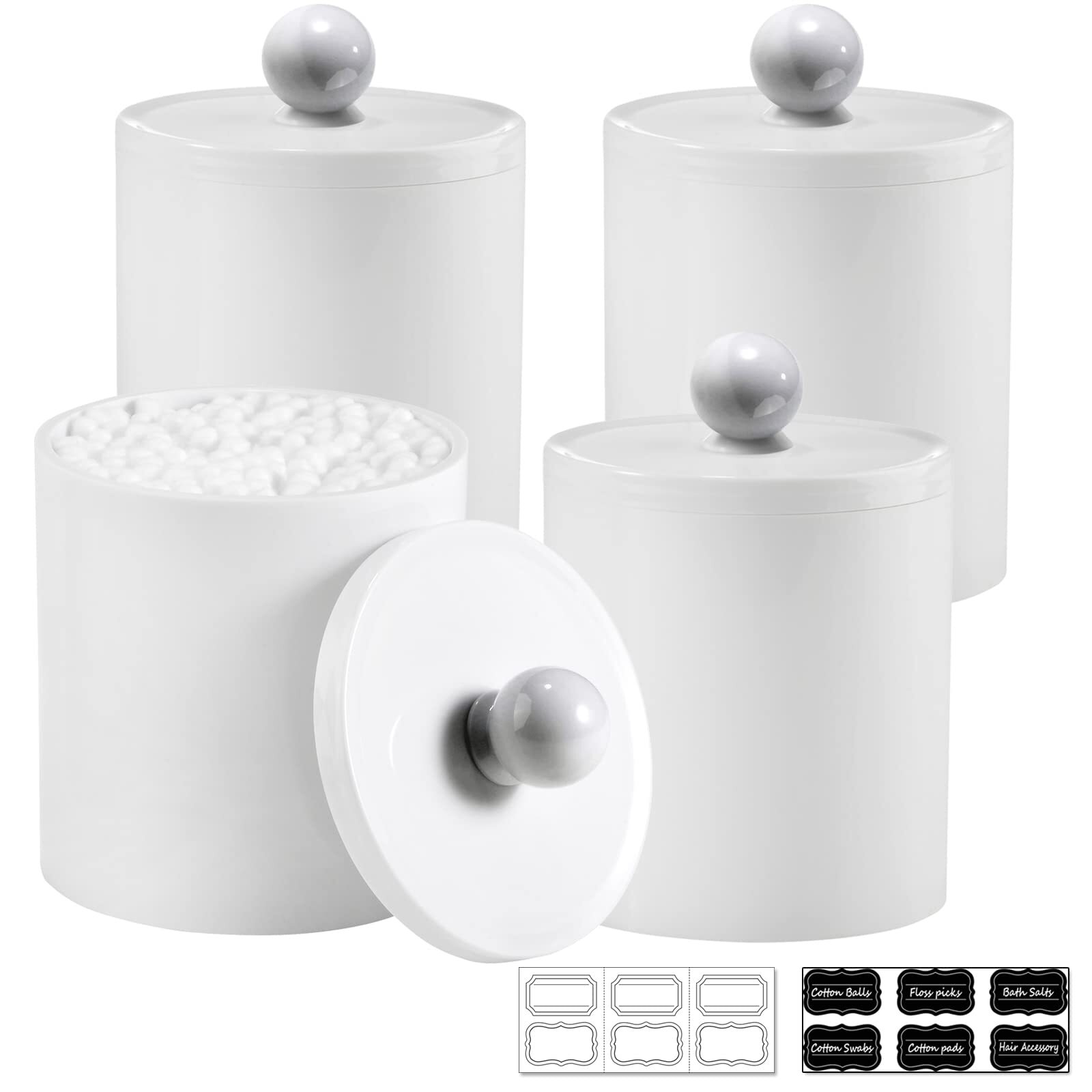 Plastic Acrylic Bathroom Vanity Countertop Canister Jars With Storage Lid Apothe gallery