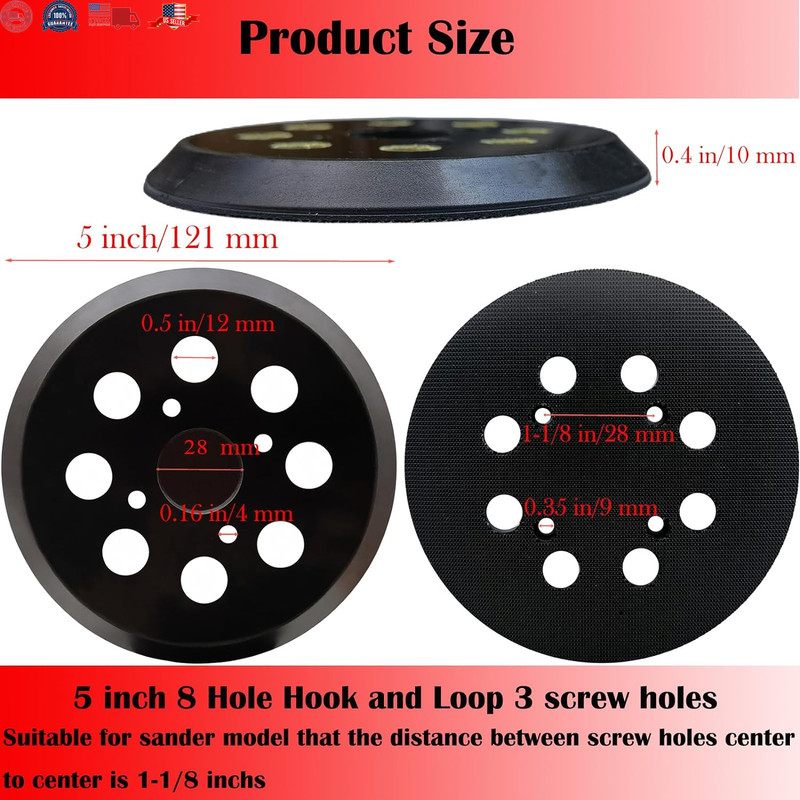 2 Pack 5 Inch 8 Hole Hook-and-Loop Replacemet Sanding Pad for SKIL SR211601 S gallery