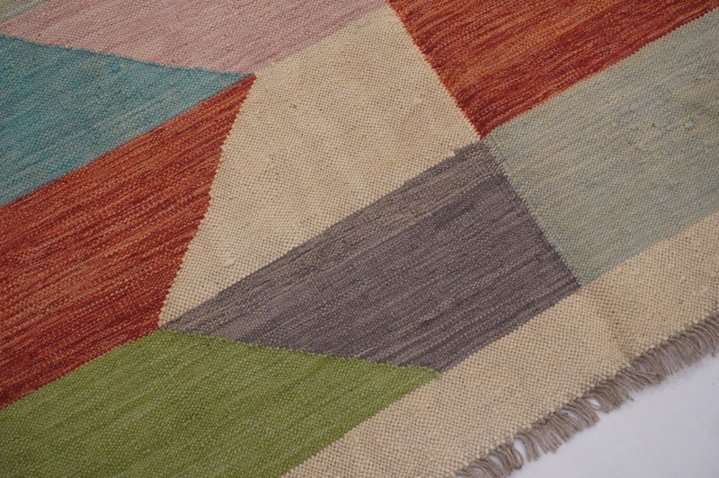 8x11 ft Multicolor Afghan Handmade Wool Kilim Modern Rug (8'5"x11'4") gallery