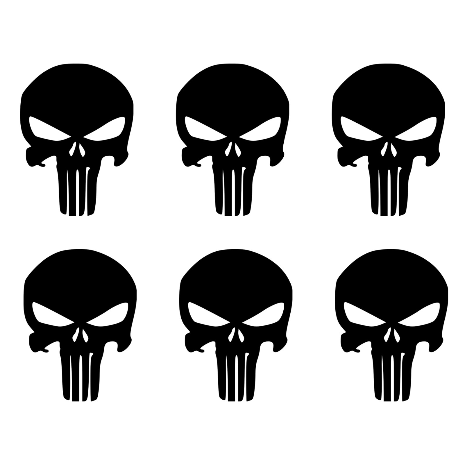 Punisher Skull Vinyl Decal Stickers – 6 Pack, Waterproof, Permanent gallery
