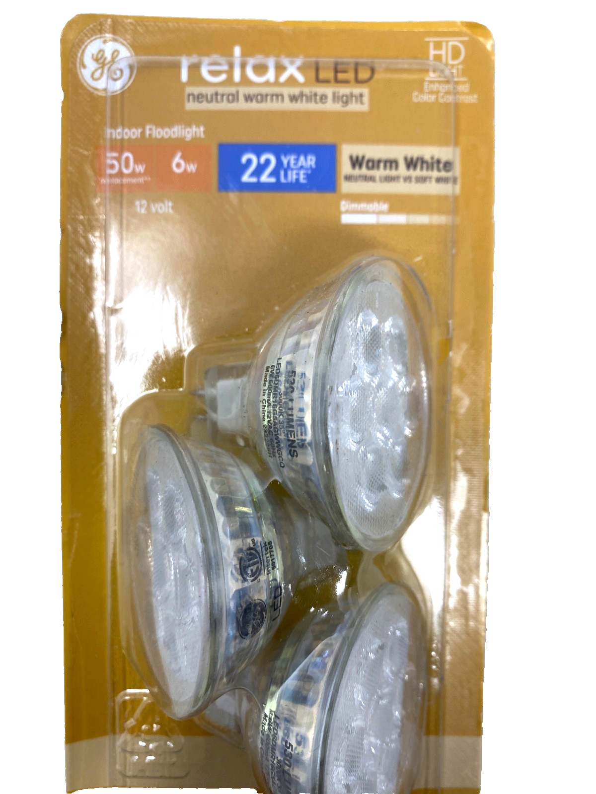 GE Floodlight Relax LED Bulbs 3 Pack 50w/6w Neutral Warm White Light MR16 gallery