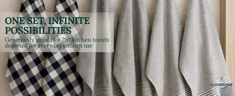 CLOUDSCAPE Kitchen Towels,Premium Cotton Dish Towels for Kitchen, Waffle Weave gallery