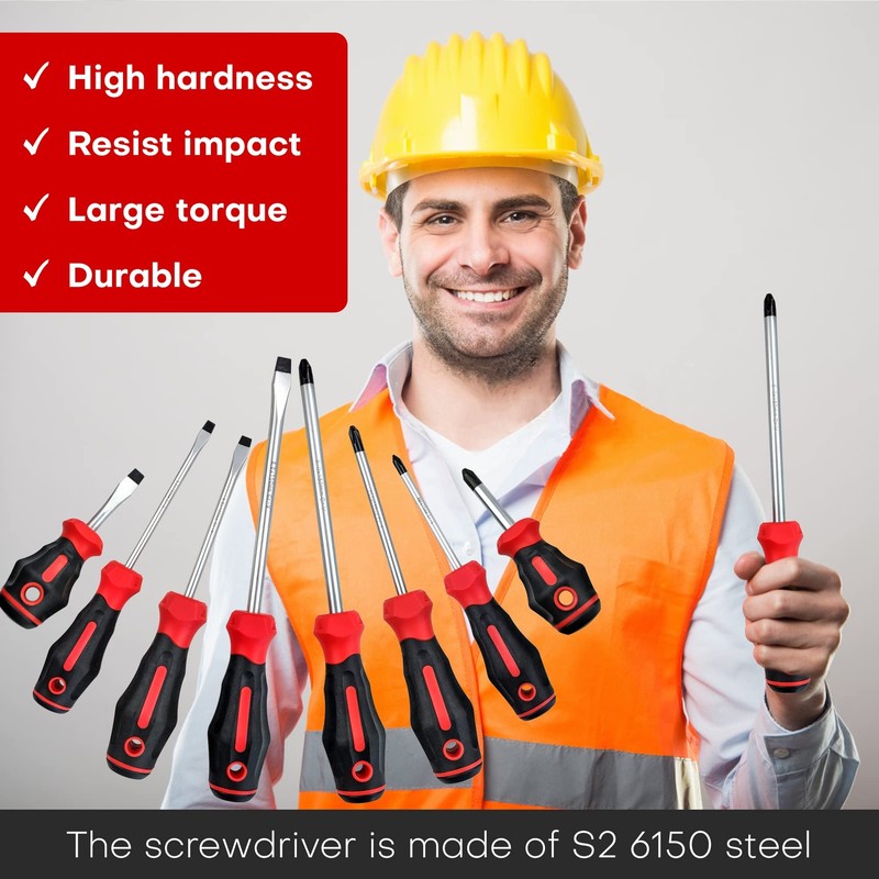 Screwdriver Set Assorted 8pieceph #1 X 3" Ph#2 X 1.5" Ph #2 X 4" Ph #3 X 6" 3/1 gallery