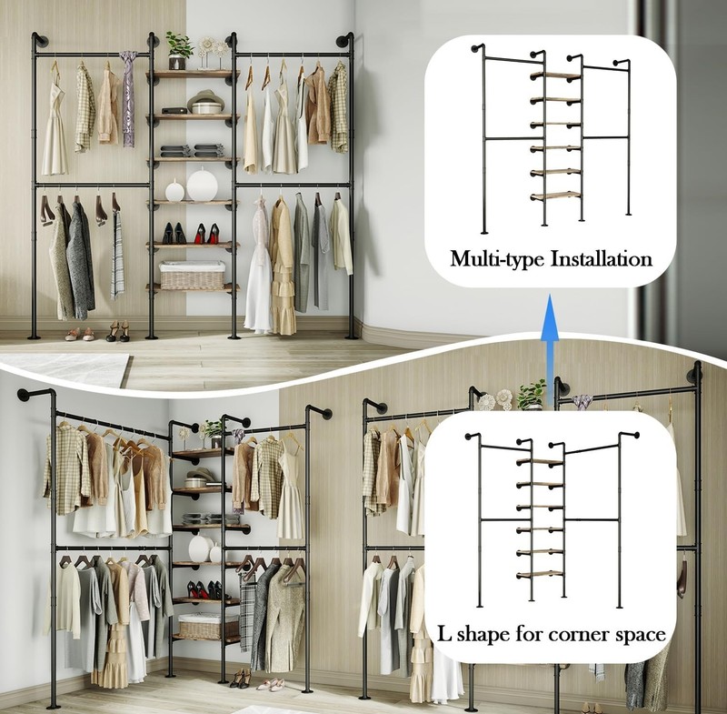 Wall Mounted Closet System Malleable Iron Steel Fittings 85 Inch Height 81 Inch gallery