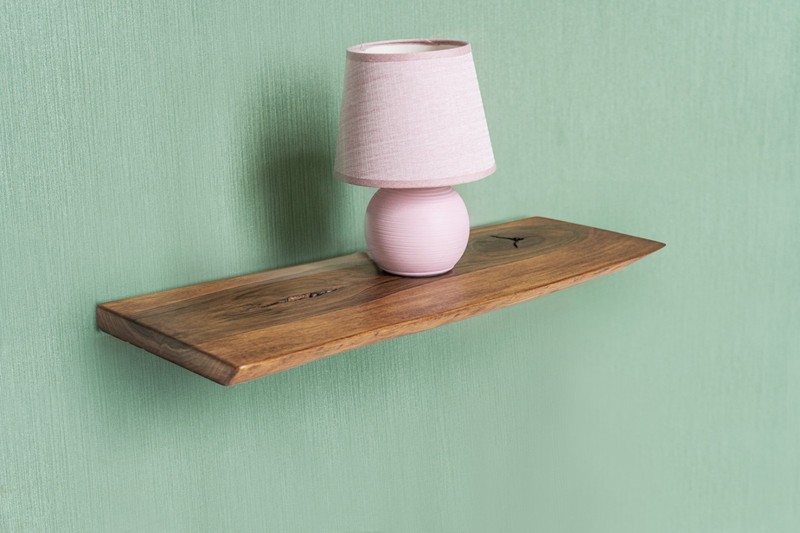Rustic Walnut Floating Shelf, Live Edge Wood, Custom Sizes 30,60,80 100 cm gallery