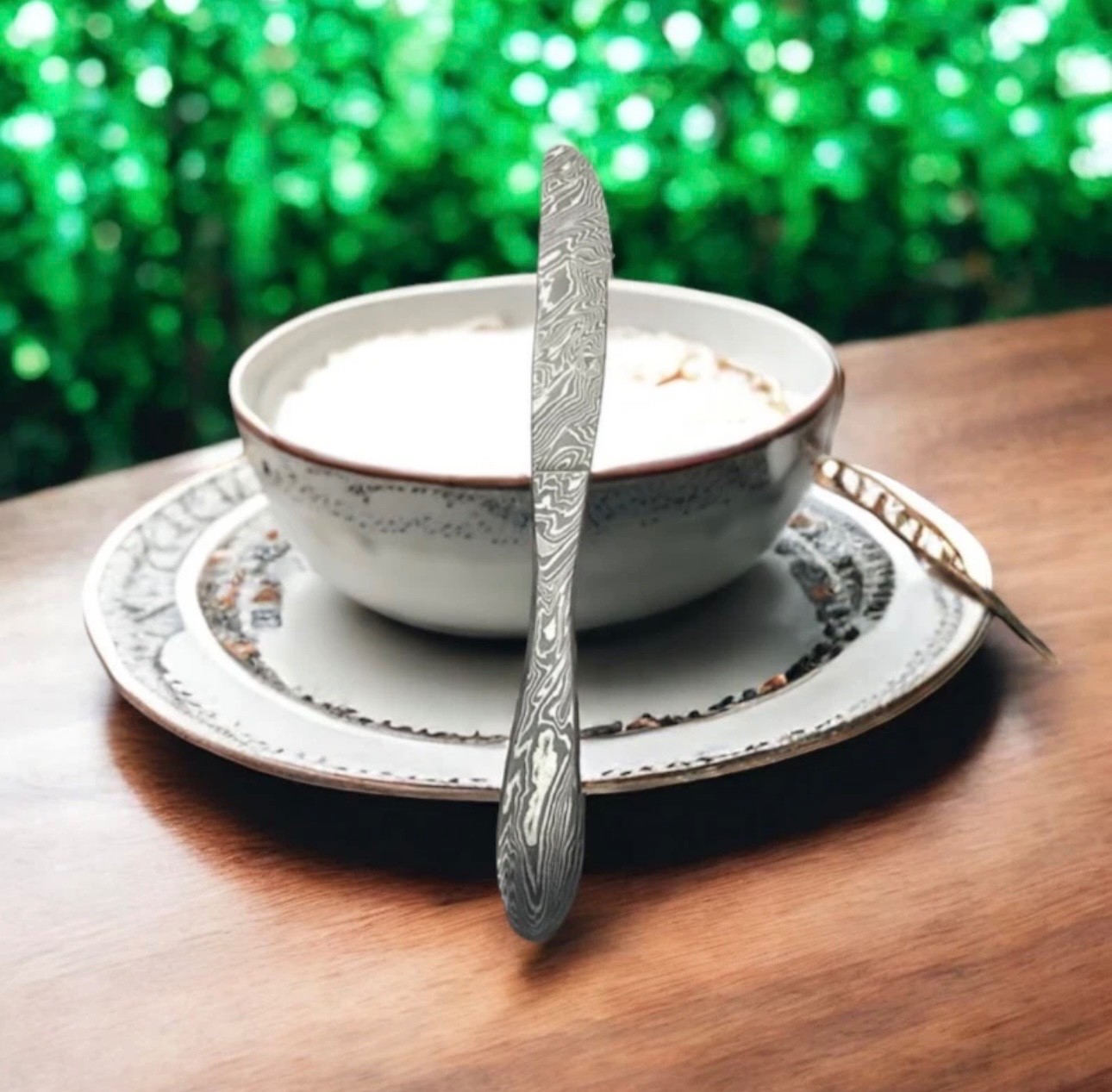 Custom Handmade Damascus Steel Cutlery Set Spoon Fork Knife Perfect Gift, gallery