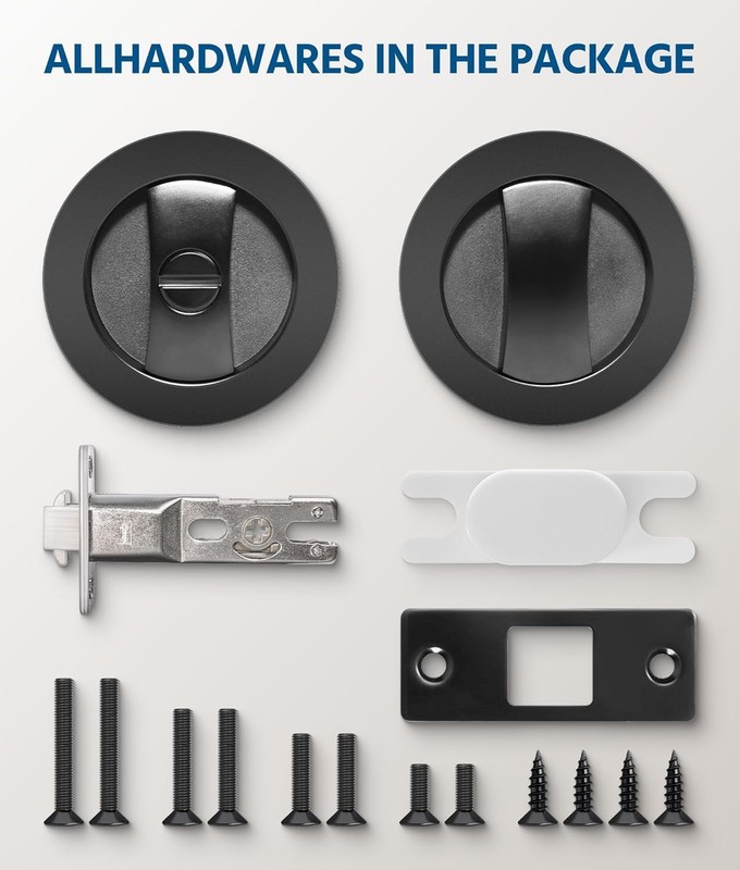 1PC-Embedded Folding Pocket Door Lock with Adjustable Latch for 2-3/8" Backset gallery