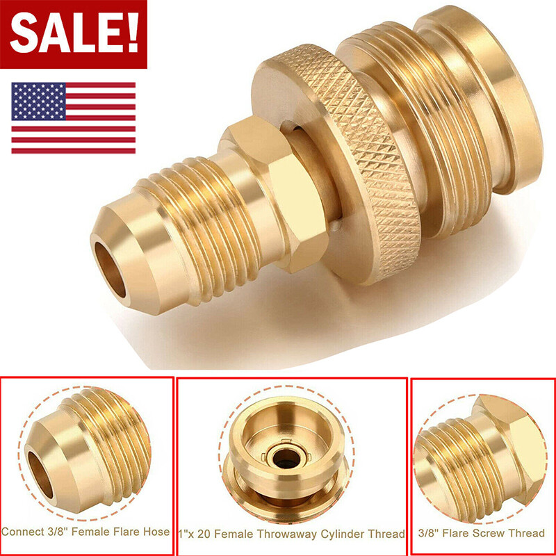 1LB Propane Tank Cansiter Regulator Adapter Connect to 3/8"Male Flare 5/8"-18UNF gallery