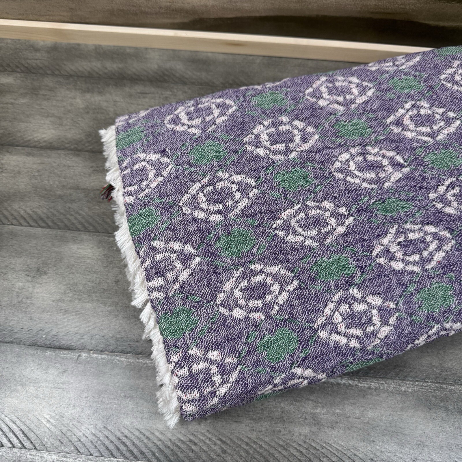 GreenRow Pia Patterned Cotton Woven Blanket Throw 50”x60” Green Pink Purple OB gallery