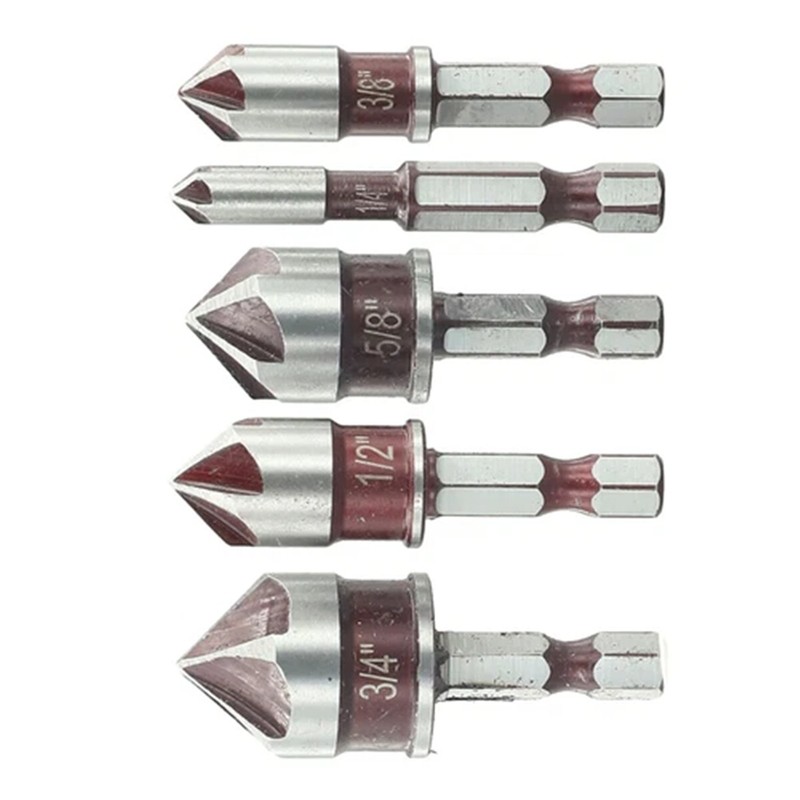 HSS Countersink Drill Bit 82° 5-Flute M35 Cobalt Metal Wood Chamfer Boring Set gallery