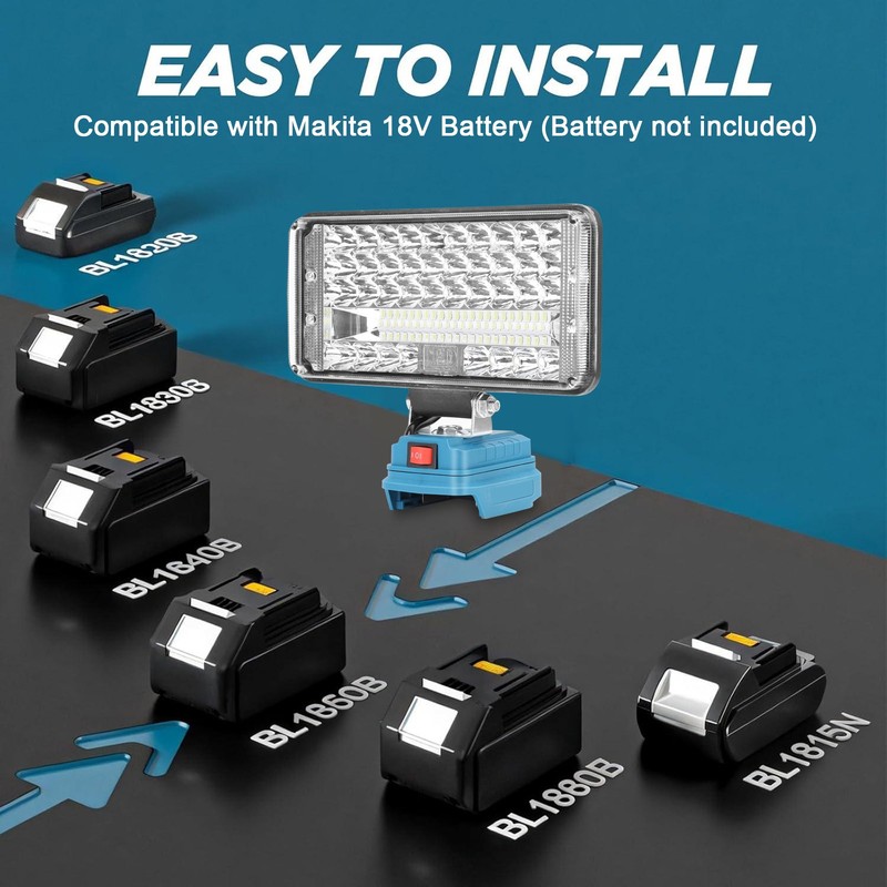 90W 18V LED Work Light Flashlight Compatible with Makita 18V LXT Battery gallery