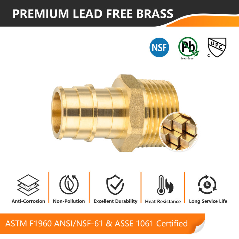 EFIELD Male Adapter 1"x1" Pex A Expansion 2 To 100 Packs Brass Fitting Lead Free gallery