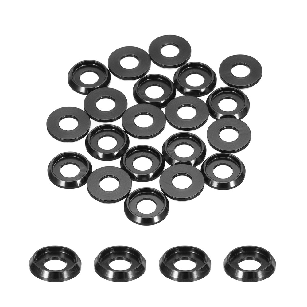 20PCS M5 Cone Cup Countersunk Washers 5mm/0.2" Aluminum for Screw RC Black