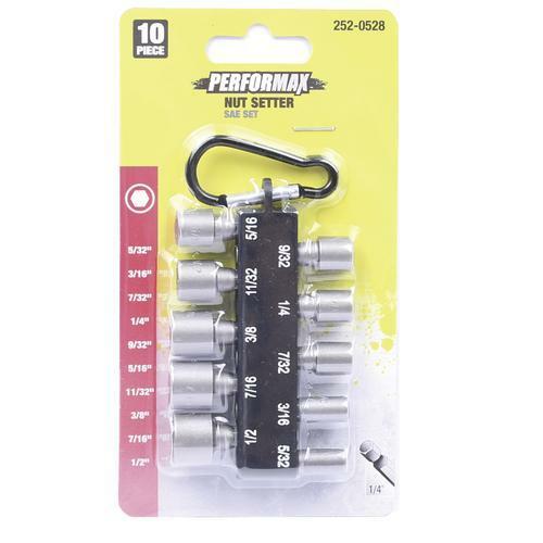 1/4" Hex Drive SAE Nut Driver Setter 10 Piece Set 5/32 to 1/2 Inch Storage Case gallery