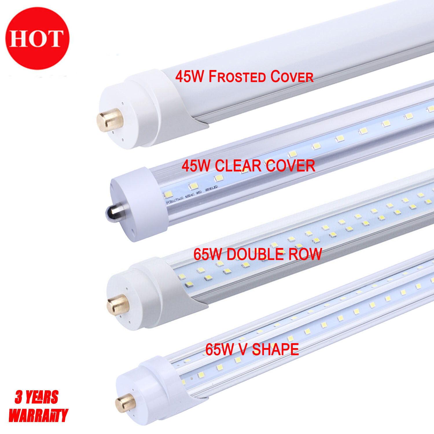 25Pack LED Tube Light Bulbs 8FT T8 Single Pin FA8 65W 45W 8' LED Shop Light Bulb gallery