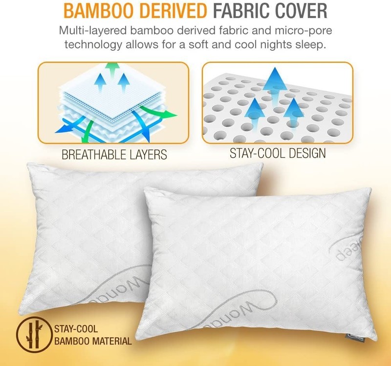 WonderSleep 2 Pack Memory Foam Bed Pillows for Home - King size gallery