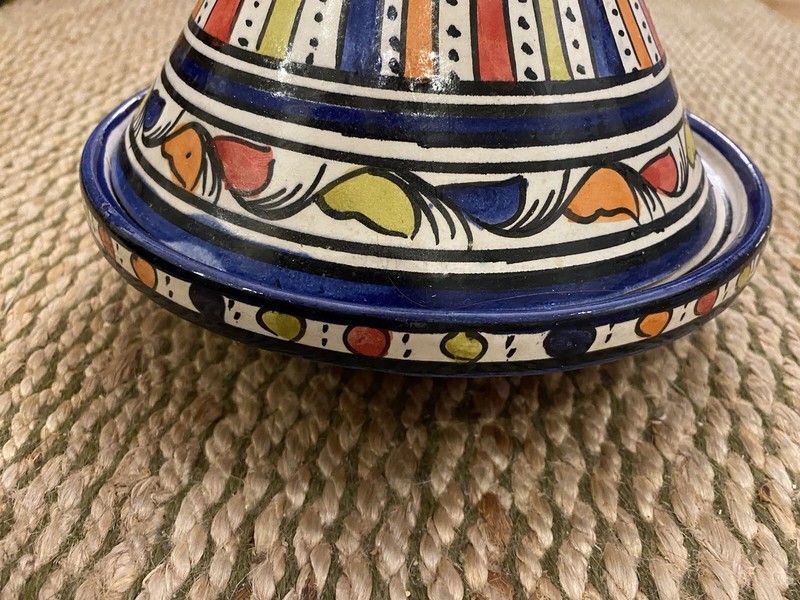 Moroccan Tagine Handmade Serving Ceramic Vivid Color Dish 8.5” gallery