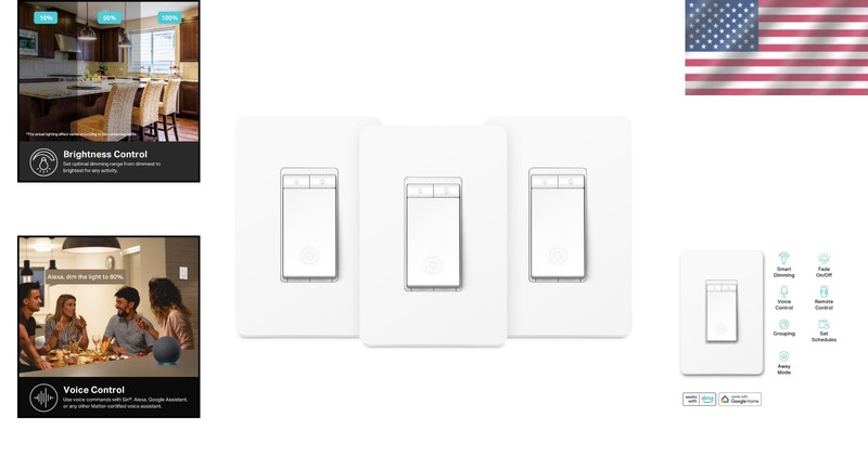 Smart Dimmer Switch 3-Pack - Alexa & Google Home Compatible, Voice Control gallery