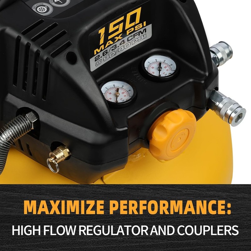 Efficient 6 Gallon Pancake Air Compressor – Dual Couplers and Oil-Free Operation gallery