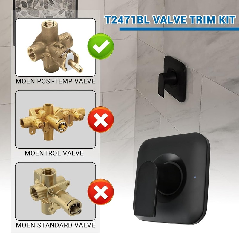 Moen Posi-Temp Shower Handle Replacement Kit Matte Black T2471BL Genta LX gallery