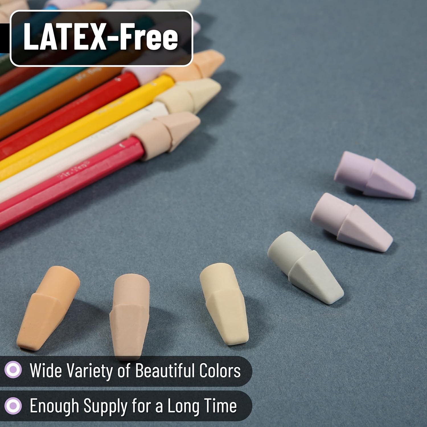 Mr. Pen 120 Latex Free Colorful Pencil Eraser Toppers gallery