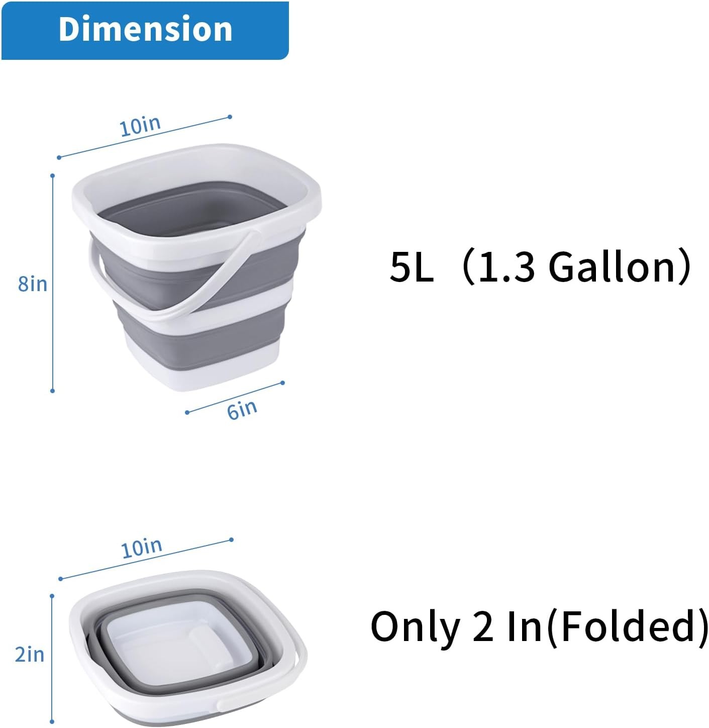 Collapsible Bucket, 5L 1.3Gallon Small Cleaning Mop Buckets for 5l-grey gallery