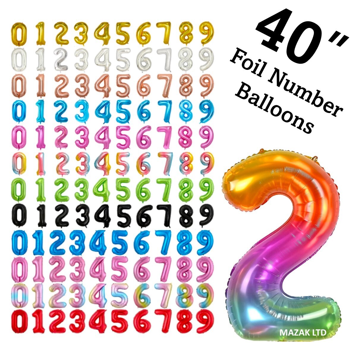 Number Balloons 40" Foil Birthday Party Large Giant Helium Air Decoration gallery