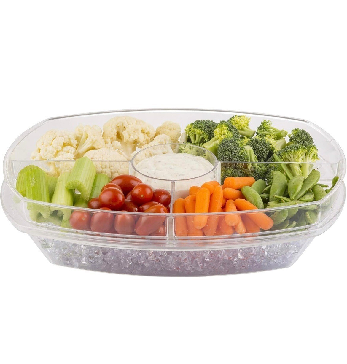 Clear Plastic Chiller Veggie Tray With Lid & Dip Cup gallery