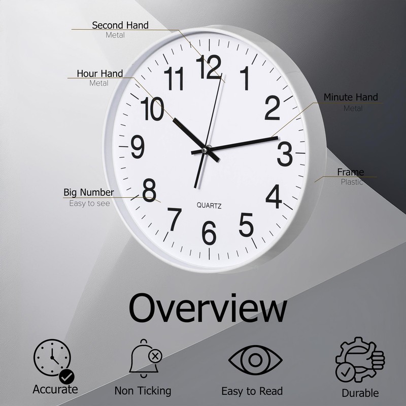 New Clockswise Black Analog Clock – Silent, Non-Ticking for Wall, Office Desk gallery