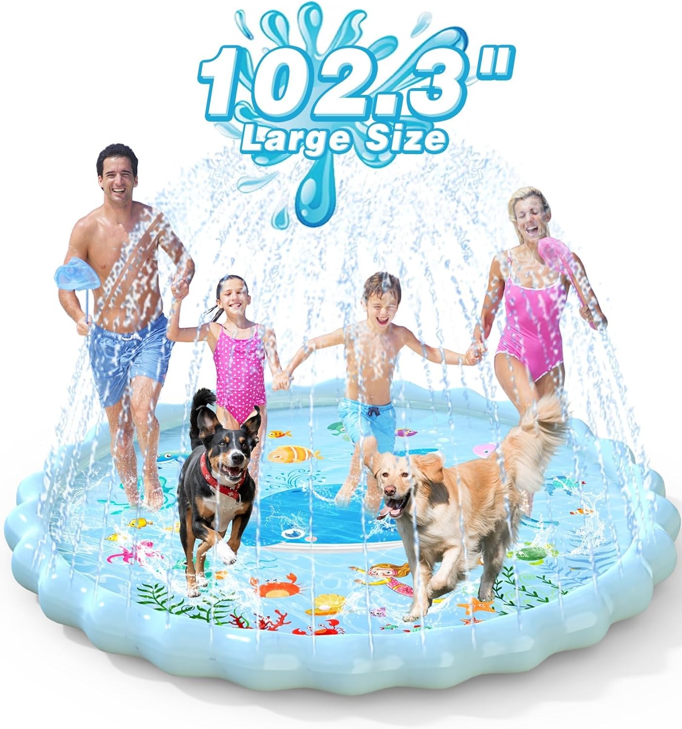102.3" EPN Splash Pad,Extra Large Sprinkler Play Mat Fun for Kids Outdoor NEW gallery