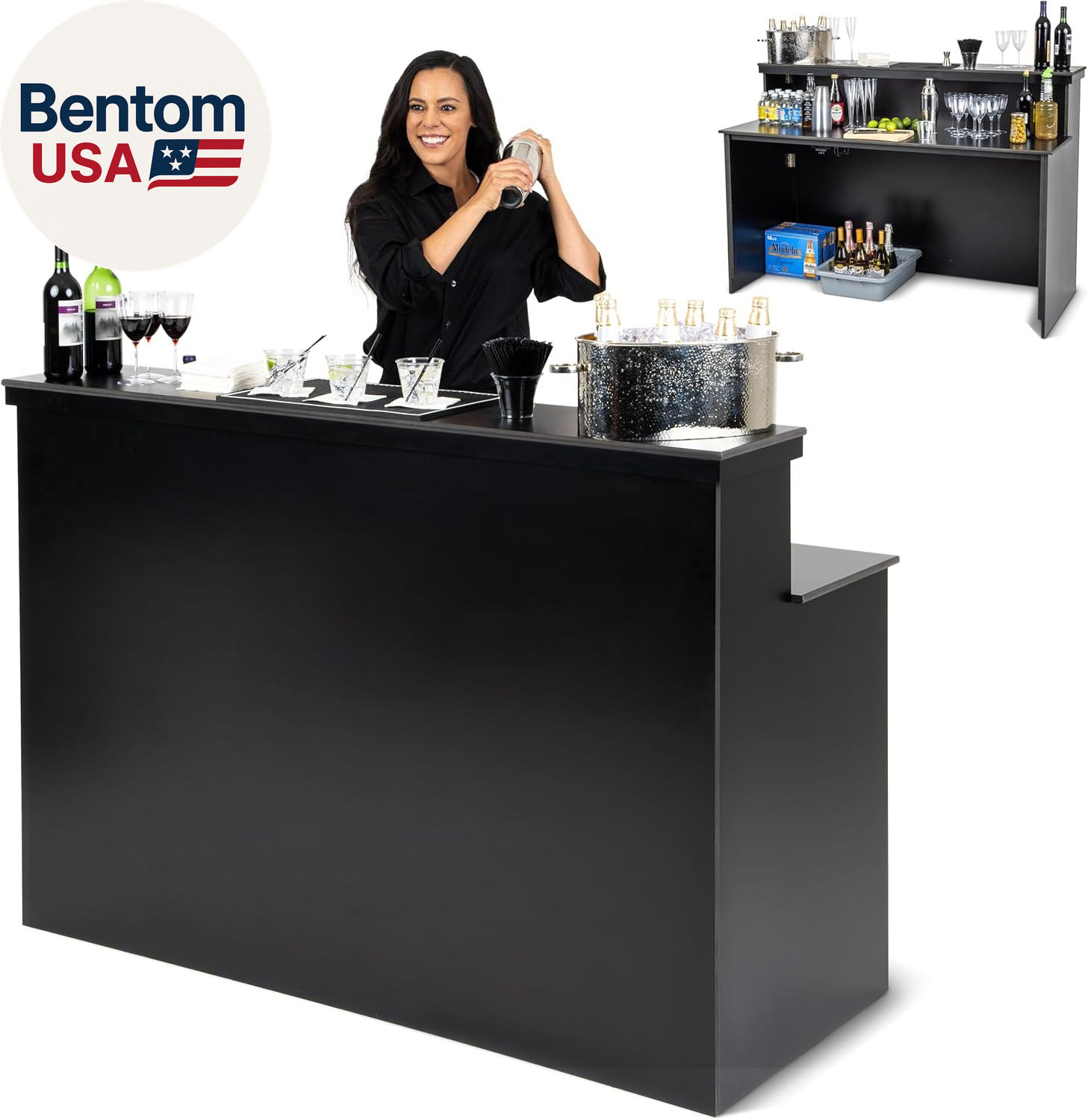 Elite Portable Bar Table for Events - Foldable Commercial Grade Wood - Pop up Mo gallery