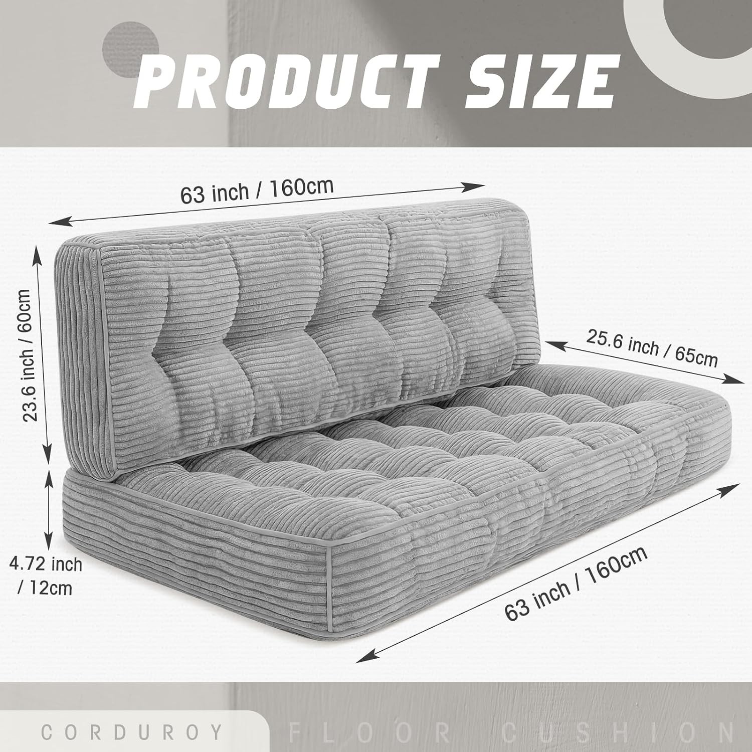 63 Inch Folding Sofa Bed Convertible Chair 2-in-1 Convertible Boneless Sofa gallery